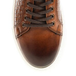 Leather Square Patterned Sneakers // Tan (Euro: 44)