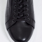 Leather Crocodile Patterned Sneakers // Black (Euro: 44)