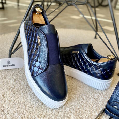 Leather Floater Sneakers // Navy Blue (Euro: 39)