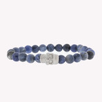 Skull Round Gemstone Bracelet // Blue (S)