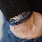 Grady Leather Bracelet // Blue (L)