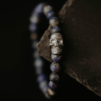 Skull Round Gemstone Bracelet // Blue (S)