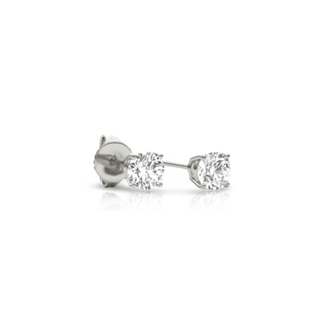 14K White Gold Round Cut Earth-Mined Diamond Stud Earrings // New