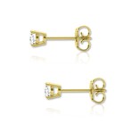 14K Yellow Gold Round Cut Earth-Mined Diamond Stud Earrings // New