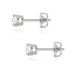 14K White Gold Round Cut Earth-Mined Diamond Stud Earrings II // New