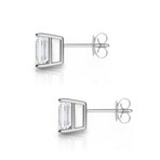 14K White Gold Emerald Cut Earth-Mined Diamond Stud Earrings I // New