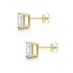 14K Yellow Gold Emerald Cut Earth-Mined Diamond Stud Earrings I // New