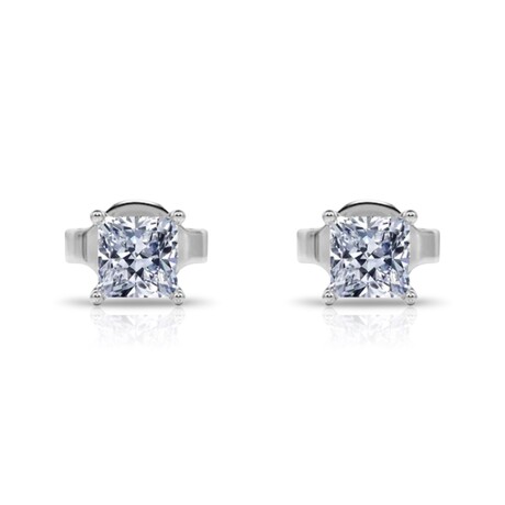 14K White Gold Princess Cut Earth-Mined Diamond Stud Earrings IV // New