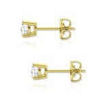 14K Yellow Gold Round Cut Earth-Mined Diamond Stud Earrings III // New
