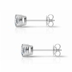 14K White Gold Cushion Cut Earth-Mined Diamond Stud Earrings I // New