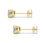 14K Yellow Gold Cushion Cut Earth-Mined Diamond Stud Earrings // New