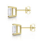 14K Yellow Gold Emerald Cut Earth-Mined Diamond Stud Earrings III // New