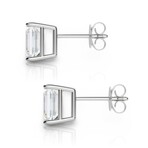 14K White Gold Emerald Cut Earth-Mined Diamond Stud Earrings III // New