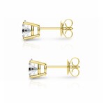 14K Yellow Gold Oval Cut Earth-Mined Diamond Stud Earrings // New