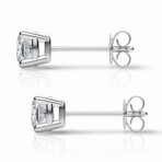 14K White Gold Cushion Cut Earth-Mined Diamond Stud Earrings II // New