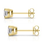 14K Yellow Gold Cushion Cut Earth-Mined Diamond Stud Earrings II // New