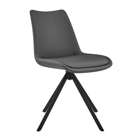 Vind Swivel Side Chair in Gray with Black Legs // Set of 1