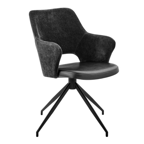Darcie Armchair in Black Fabric, Leatherette and Base 