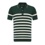 Tricot Striped Polo Shirt // Green + Ecru (S)