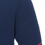 Tricot Tipped Rib Knit Polo Shirt // Cobalt (2XL)