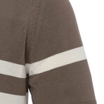 Tricot Striped Polo Shirt // Brown + Ecru (L)
