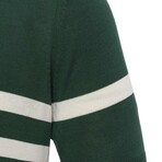 Tricot Striped Polo Shirt // Green + Ecru (L)