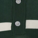 Tricot Striped Polo Shirt // Green + Ecru (S)