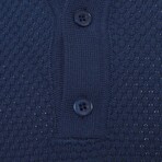 Tricot Tipped Rib Knit Polo Shirt // Cobalt (2XL)