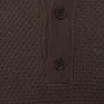 Tricot Tipped Rib Knit Polo Shirt // Brown (S)