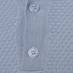 Tricot Tipped Rib Knit Polo Shirt // Light Blue (S)