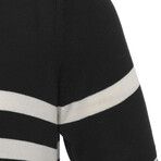 Tricot Striped Polo Shirt // Black + Ecru (S)