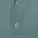 Tricot Tipped Rib Knit Polo Shirt // Teal (S)
