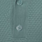 Tricot Tipped Rib Knit Polo Shirt // Teal (XL)