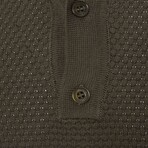 Tricot Tipped Rib Knit Polo Shirt // Khaki (M)