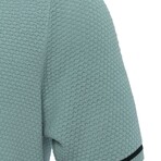 Tricot Tipped Rib Knit Polo Shirt // Teal (M)