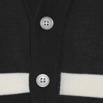 Tricot Striped Polo Shirt // Black + Ecru (M)