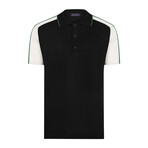 Tricot Raglan Polo Shirt // Black + Ecru + Green (2XL)