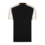 Tricot Raglan Polo Shirt // Black + Ecru + Orange (L)