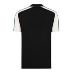 Tricot Raglan Polo Shirt // Black + Ecru + Green (S)