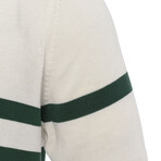 Tricot Striped Polo Shirt // Ecru + Green (2XL)