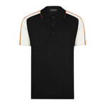 Tricot Raglan Polo Shirt // Black + Ecru + Orange (2XL)