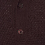 Tricot Tipped Rib Knit Polo Shirt // Burgundy (S)