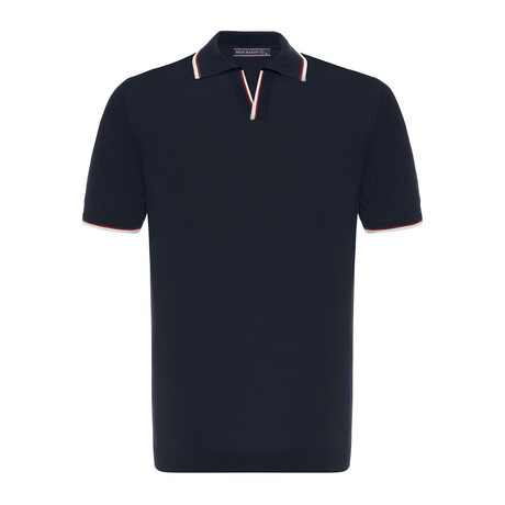 Tricot Tipped Polo Shirt // Navy Blue (XS)