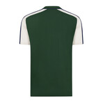 Tricot Raglan Polo Shirt // Green + Ecru + Navy Blue (XS)