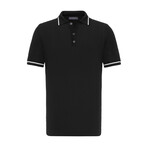 Tricot Tipped Rib Knit Polo Shirt // Black (XL)