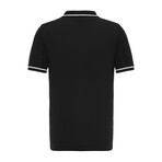 Tricot Tipped Rib Knit Polo Shirt // Black (XL)