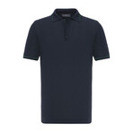 Tricot Tipped Rib Knit Polo Shirt // Navy Blue (S)