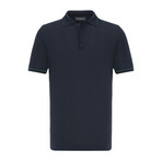 Tricot Tipped Rib Knit Polo Shirt // Navy Blue (2XL)