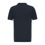 Tricot Tipped Rib Knit Polo Shirt // Navy Blue (XL)