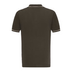 Tricot Tipped Rib Knit Polo Shirt // Khaki (L)